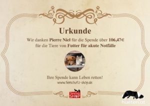 Tierschutz Spende Dezember 2018